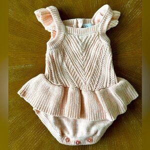 Peach Knit Ruffle Baby Romper